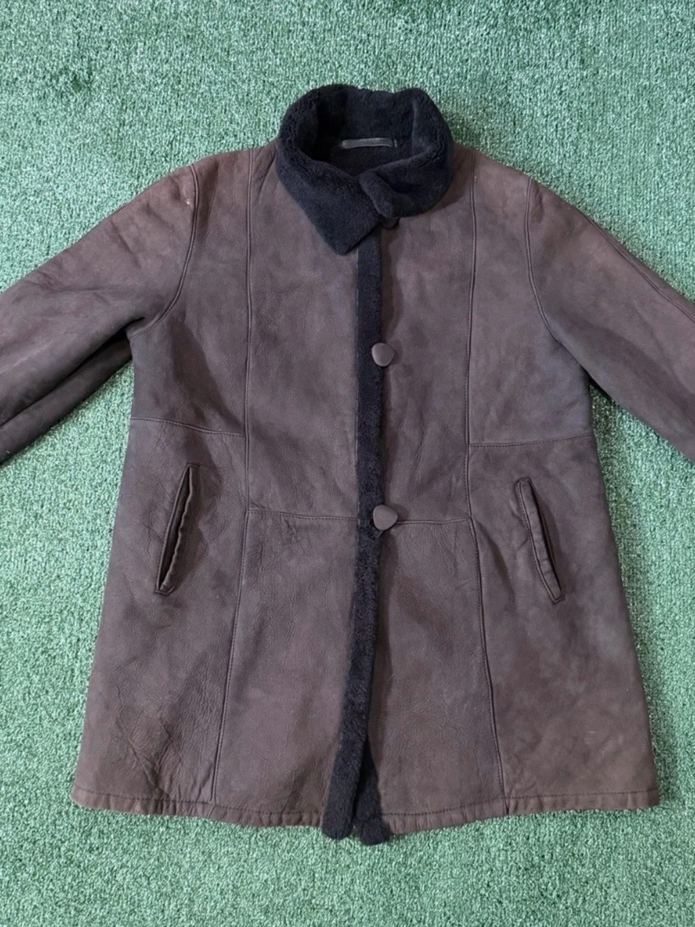 Vintage Overland Sheepskin Co Women’s Coat Size Large Antler Buttons Shearling